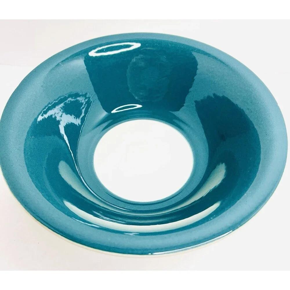 Vintage Teal Stoneware Pasta Bowl 8.5” Salad Bowl Blue Green Modern Ceramic